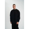 Erkek Uzun Kol Bisiklet Yaka 3 iplik Pamuklu Kışlık SweatShirt - Siyah