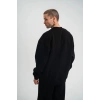Erkek Uzun Kol Bisiklet Yaka 3 iplik Pamuklu Kışlık SweatShirt - Siyah