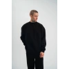 Erkek Uzun Kol Bisiklet Yaka 3 iplik Pamuklu Kışlık SweatShirt - Siyah