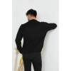 Erkek V Yaka Kazak Uzun Kol Düz Dokuma Triko - Siyah