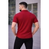 Erkek Waffle Kumaş Kısa Kollu Düğmeli Açık Yaka Regular Fit Gömlek - Kırmızı