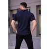Erkek Waffle Kumaş Kısa Kollu Düğmeli Açık Yaka Regular Fit Gömlek - Lacivert