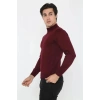 Erkek Yarım Balıkçı Yaka Triko Kazak - Bordo