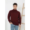Erkek Yarım Balıkçı Yaka Triko Kazak - Bordo