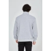 Erkek Yarım Fermuarlı Baskılı 3 iplik pamuklu sweatshirt - Gri