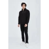 Erkek Yarım Fermuarlı Baskılı 3  iplik pamuklu sweatshirt - Siyah