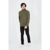 Erkek Yarım Fermuarlı Baskılı 3 iplik pamuklu sweatshirt - Yeşil