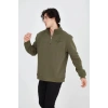 Erkek Yarım Fermuarlı Baskılı 3 iplik pamuklu sweatshirt - Yeşil