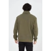 Erkek Yarım Fermuarlı Baskılı 3 iplik pamuklu sweatshirt - Yeşil