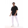 Erkek Yarım Fermuarlı Düz Oversize T-shirt - Siyah