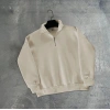 Erkek Yarım Fermuarlı Üç İplik Sweatshirt - Bej