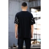 Erkek Yıldırım şimşek Baskılı T-Shirt Kısa Kol Bisiklet Yaka Tişört - Siyah