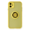 İphone 11 Kılıf Montreal Yüzüklü Silikon Kapak - Sarı