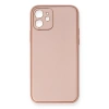 İphone 12 Kılıf Coco Deri Silikon Kapak - Pembe