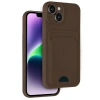 İphone 14 Kılıf Kelvin Kartvizitli Silikon - Kahverengi