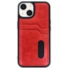 İphone 14 Kılıf Sara Kartvizitli Deri Kılıf - Kırmızı