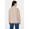 Kadın 3 İplik Dık Yaka Yarım Fermuarlı SweatShirt - Bej