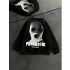 Kadın 3 iplik Kışlık Bisiklet Yaka Baskılı SweatShirt - Siyah
