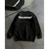 Kadın 3 iplik Kışlık pamuklu Bisiklet Yaka Oversize Baskılı SweatShirt - Siyah