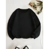 Kadın 3 İplik Pamuklu Bisikilet Yaka SweatShirt - Siyah