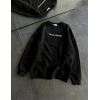 Kadın 3 İplik Pamuklu Bisiklet Yaka Baskılı SweatShirt - Siyah