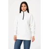 Kadın 3 İplik Pamuklu Dık Yaka Yarım Fermuarlı SweatShirt - Beyaz