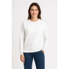 Kadın 3 İplik Pamuklu Düz Bisiklet Yaka SweatShirt - Beyaz