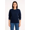 Kadın 3 İplik Pamuklu Düz Bisiklet Yaka SweatShirt - Lacivert