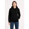 Kadın 3 İplik Pamuklu Kapüşonlu Kanguru Cepli Sweatshirt hoodie - Siyah