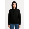 Kadın 3 İplik Pamuklu Kapüşonlu Kanguru Cepli Sweatshirt hoodie - Siyah
