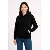 Kadın 3 İplik Pamuklu Kapüşonlu Kanguru Cepli Sweatshirt hoodie - Siyah