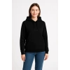 Kadın 3 İplik Pamuklu Kapüşonlu Kanguru Cepli Sweatshirt hoodie - Siyah