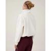 Kadın 3 İplik Pamuklu Oversize Yarım Fermuarlı Yakalı Basic Sweatshirt - Beyaz