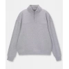 Kadın 3 İplik Pamuklu Oversize Yarım Fermuarlı Yakalı Basic Sweatshirt - Gri