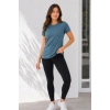 Kadın 3’lü Kısa Kollu Bisiklet Yaka Basic Slim Fit T-Shirt -Petrol Mavisi  - Bej - Mavi