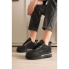 Kadın 8cm Boy Uzatan Gizli Topuklu Siyah Spor Ayakkabı TR04MS01D