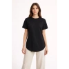 Kadın Basic T-Shirt Kısa Kol Bisiklet Yaka Oval Kesim Tişört - Siyah
