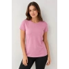 Kadın Basic Tişört Bisiklet Yaka Kısa Kol Günlük Yazlık Slim fit T-Shirt - Pembe