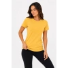 Kadın Basic Tişört Bisiklet Yaka Kısa Kol Günlük Yazlık Slim fit T-Shirt - Sarı