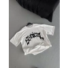 Kadın Baskıkı Bisiklet Yaka T-Shirt - Beyaz