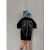 Kadın Baskılı Bisiklet Yaka T-Shirt - Siyah