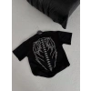 Kadın Baskılı Bisiklet Yaka T-Shirt - Siyah