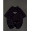 Kadın Baskılı T-Shirt Kısa Kol Bisiklet Yaka Oversize Rahat Kalıp Günlük Tişört   - Siyah