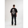Kadın Baskılı T-Shirt Kısa Kol Bisiklet Yaka Oversize Rahat Kalıp Günlük Tişört   - Siyah