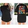 Kadın Baskılı T-Shirt Kısa Kol Bisiklet Yaka Oversize Rahat Kalıp Tişört - Siyah