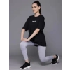 Kadın Baskılı T-Shirt Kısa Kol Bisiklet Yaka Oversize Rahat Kalıp Tişört - Siyah