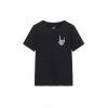 Kadın Baskılı T-Shirt Kısa Kol Bisiklet Yaka Oversize Rahat Kalıp Tişört - Siyah