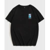 Kadın Baskılı T-Shirt Kısa Kol Bisiklet Yaka Oversize Rahat Kalıp Tişört - Siyah