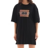 Kadın Baskılı T-Shirt Kısa Kol Bisiklet Yaka Oversize Rahat Kalıp Tişört - Siyah