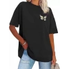 Kadın Baskılı T-Shirt Kısa Kol Bisiklet Yaka Oversize Rahat Kalıp Tişört - Siyah